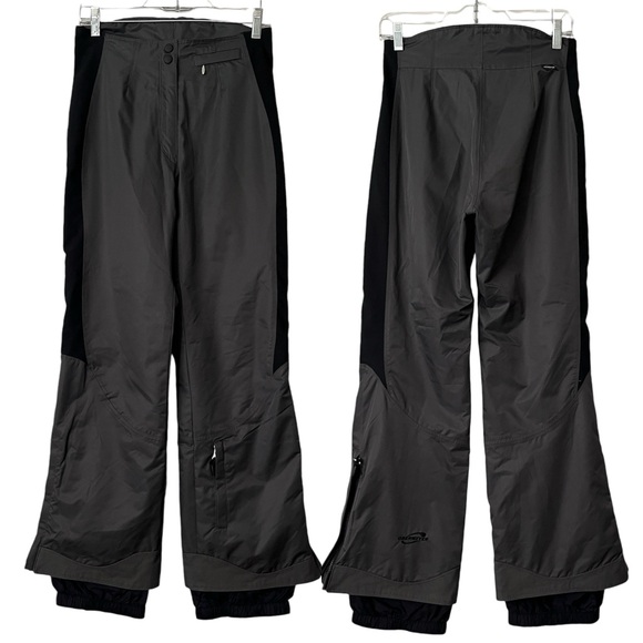 Obermeyer Pants - Obermeyer Ridgeline gray and black ski pants size 4 ladies, zipper at ankles.